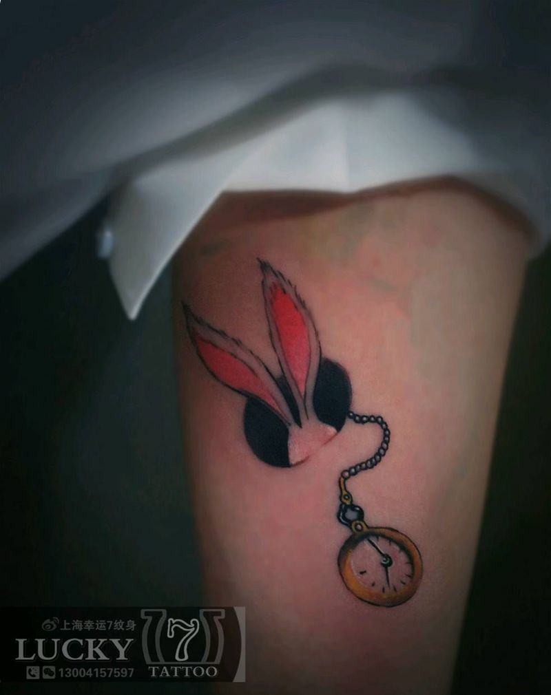 兔子|幸运7纹身纹身图片_手臂清新卡通彩色成品纹身图案