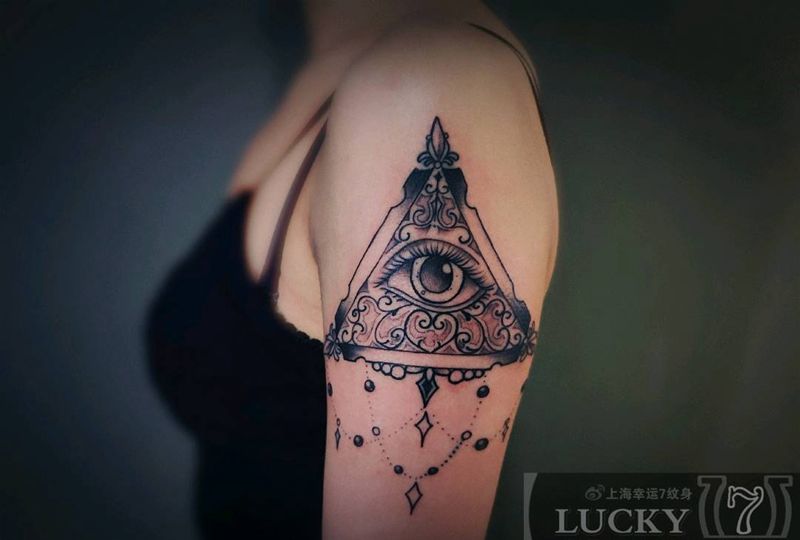 全视之眼|幸运7纹身纹身图片_手臂清新纹身图案