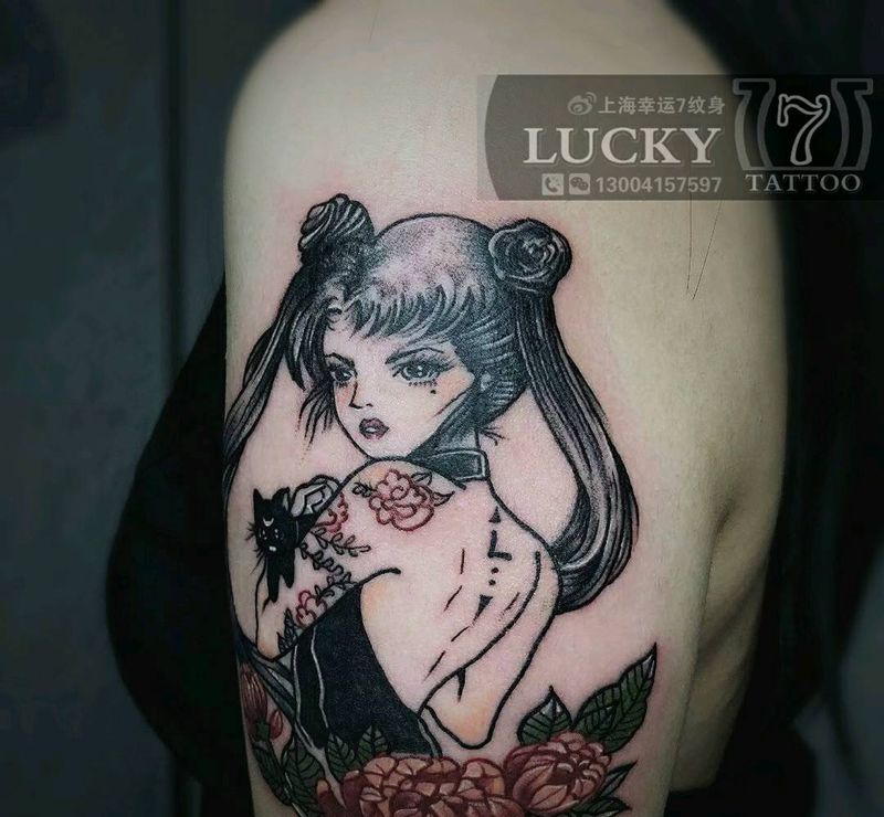 美少女水冰月|幸运7纹身纹身图片_手臂纹身图案