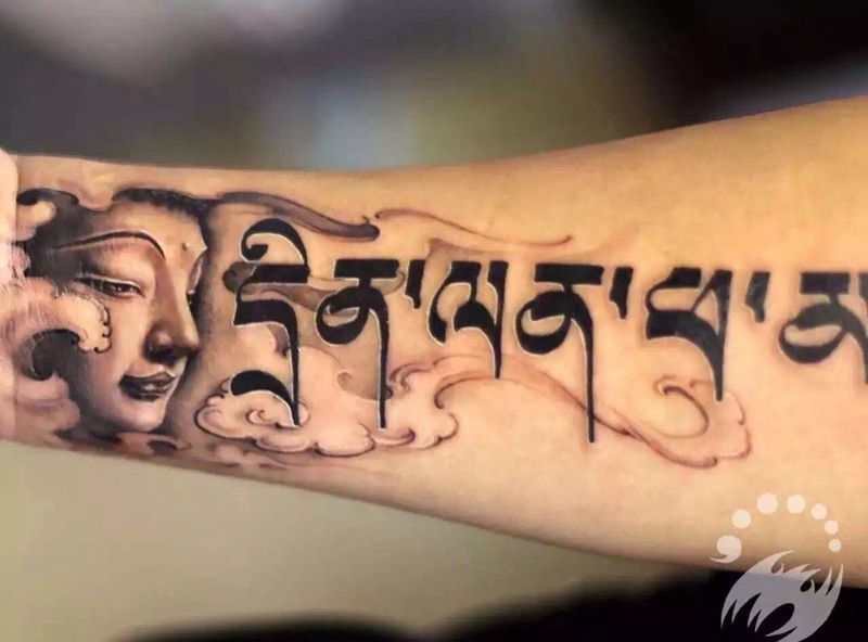 梵文“感恩父母” Tattoo by阿开. 原创设计作品.纹身图片_欧美清新写实肖像人物原创手臂字符纹身图案