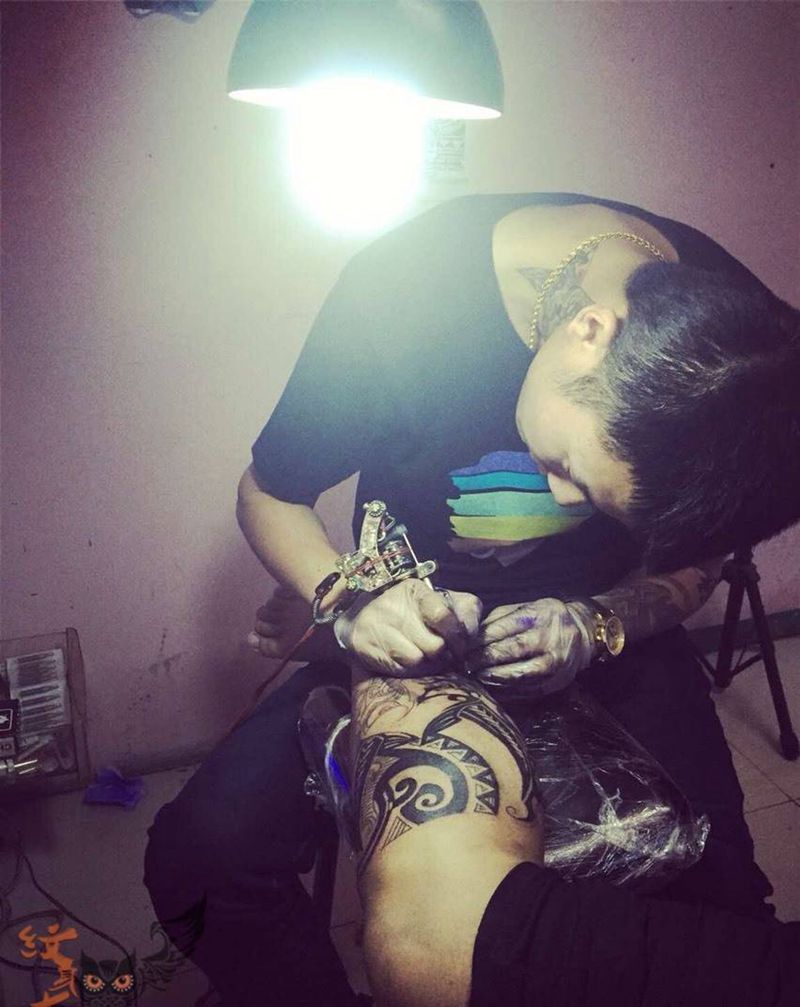 纹身工作纹身图片_成品腿部欧美人物纹身图案