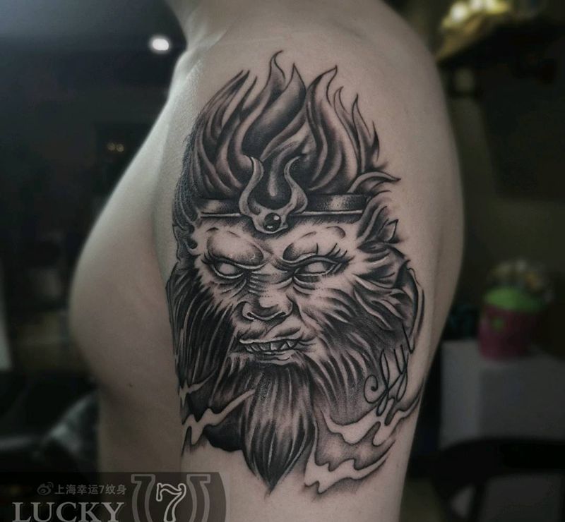 大圣|孙悟空|幸运7纹身纹身图片_手臂新传统纹身图案