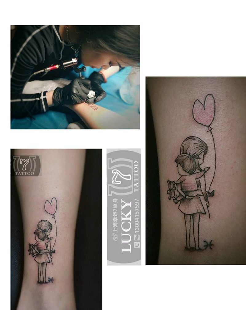 小清新|幸运7纹身纹身图片_脚踝小清新纹身图案