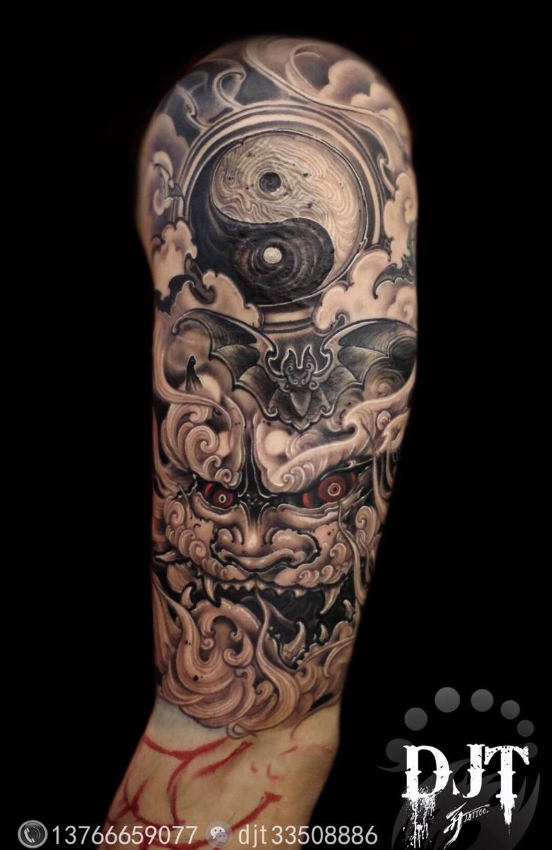 by 首席 阿开.纹身图片_传统国画原创鬼神静物宗教动物植物手臂成品纹身图案