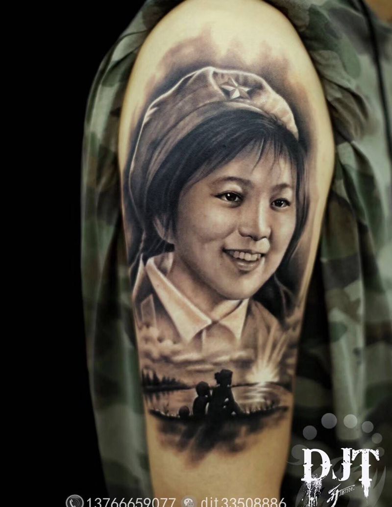 by 首席 阿开.纹身图片_人物原创写实清新欧美肖像手部手臂成品纹身图案