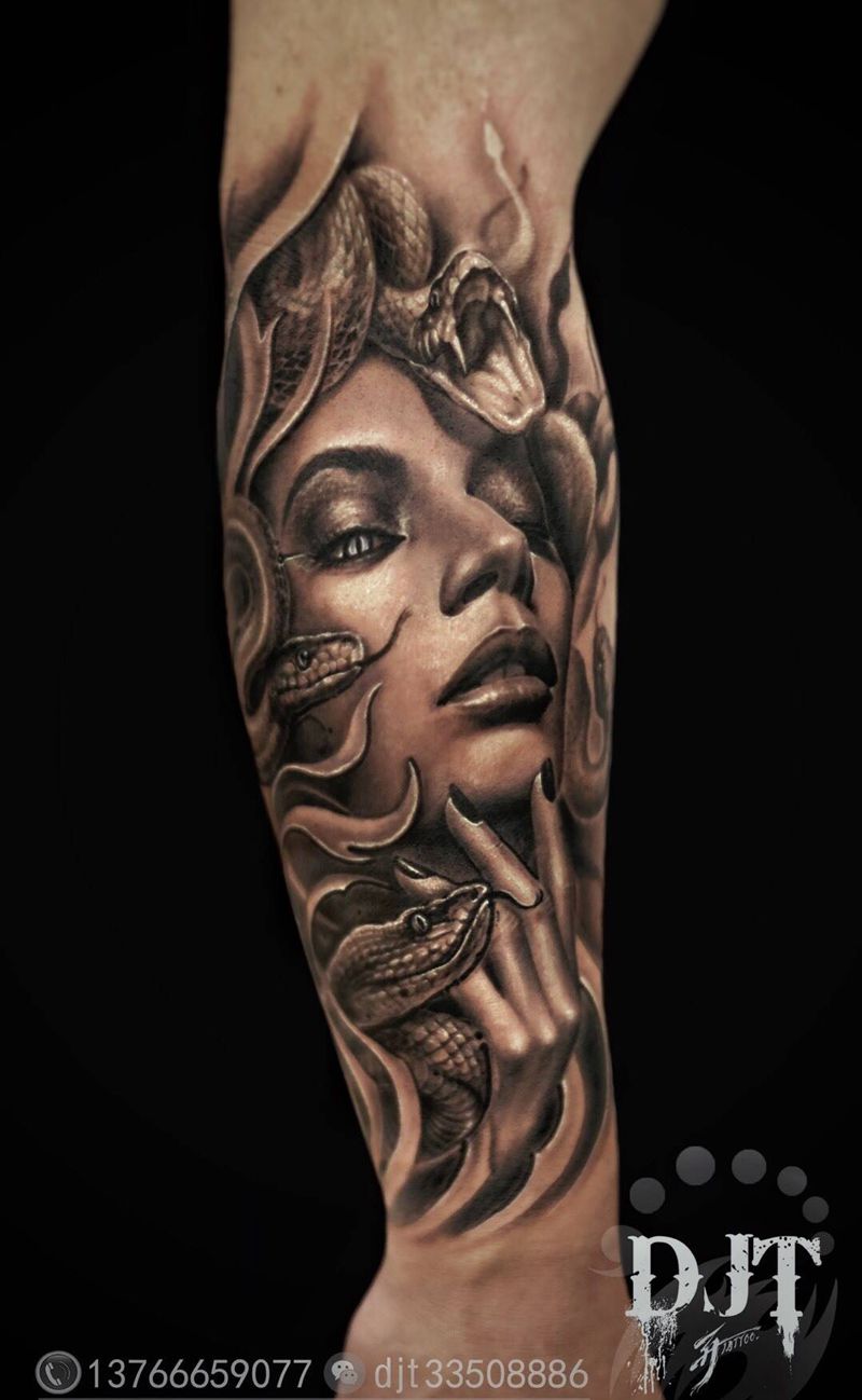 by 首席 阿开.纹身图片_原创动物鬼神字符宗教人物欧美写实肖像手臂纹身图案
