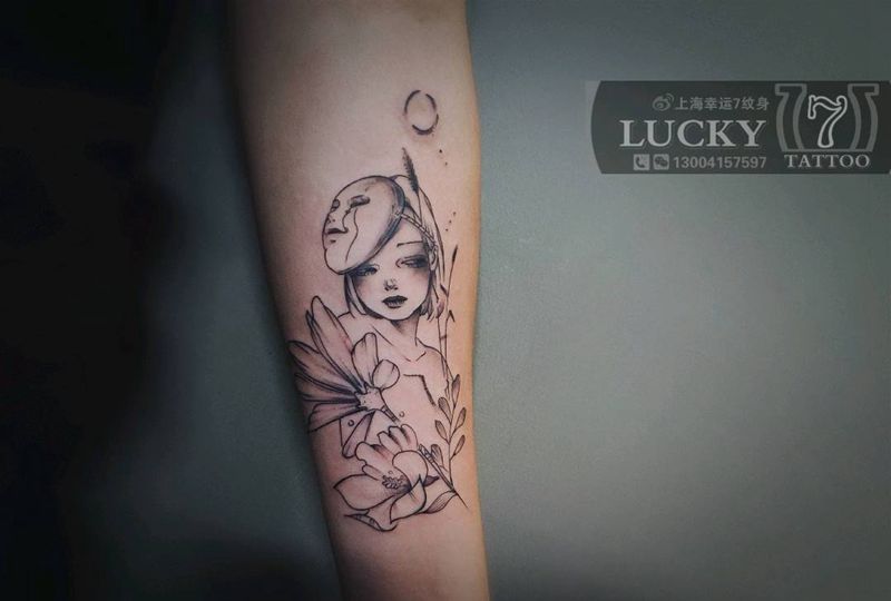 小清新|少女|幸运7纹身纹身图片_手臂小清新纹身图案