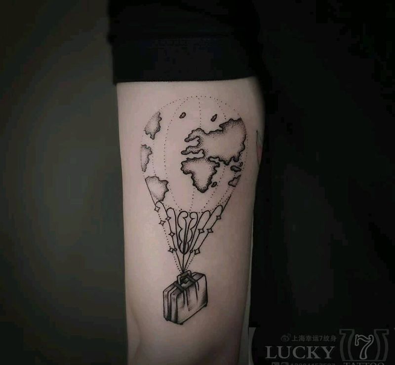 热气球|幸运7纹身纹身图片_手臂点刺小清新纹身图案