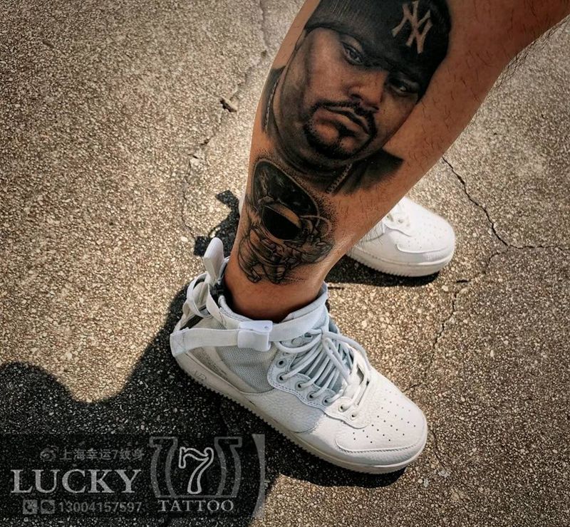 “买家秀”|幸运7纹身纹身图片_腿部欧美写实纹身图案