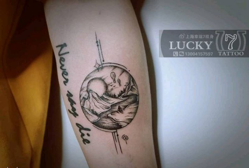 点刺|小山|幸运7纹身纹身图片_手臂点刺小清新纹身图案