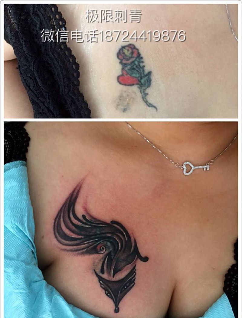 遮盖失败纹身纹身图片_成品胸部传统动物纹身图案