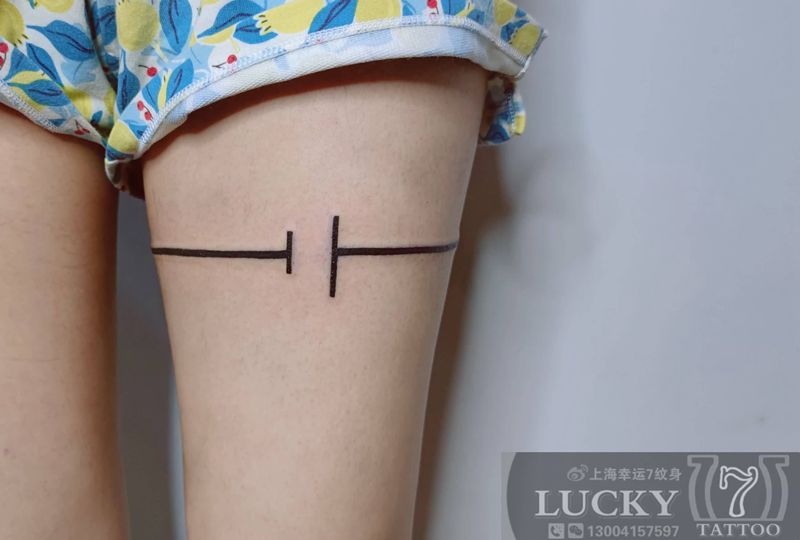 环形直线|幸运7纹身纹身图片_几何大腿汉字纹身图案