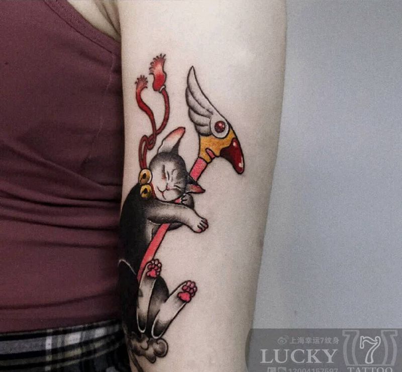 遮盖|猫纹身|幸运7纹身纹身图片_手臂遮盖纹身图案