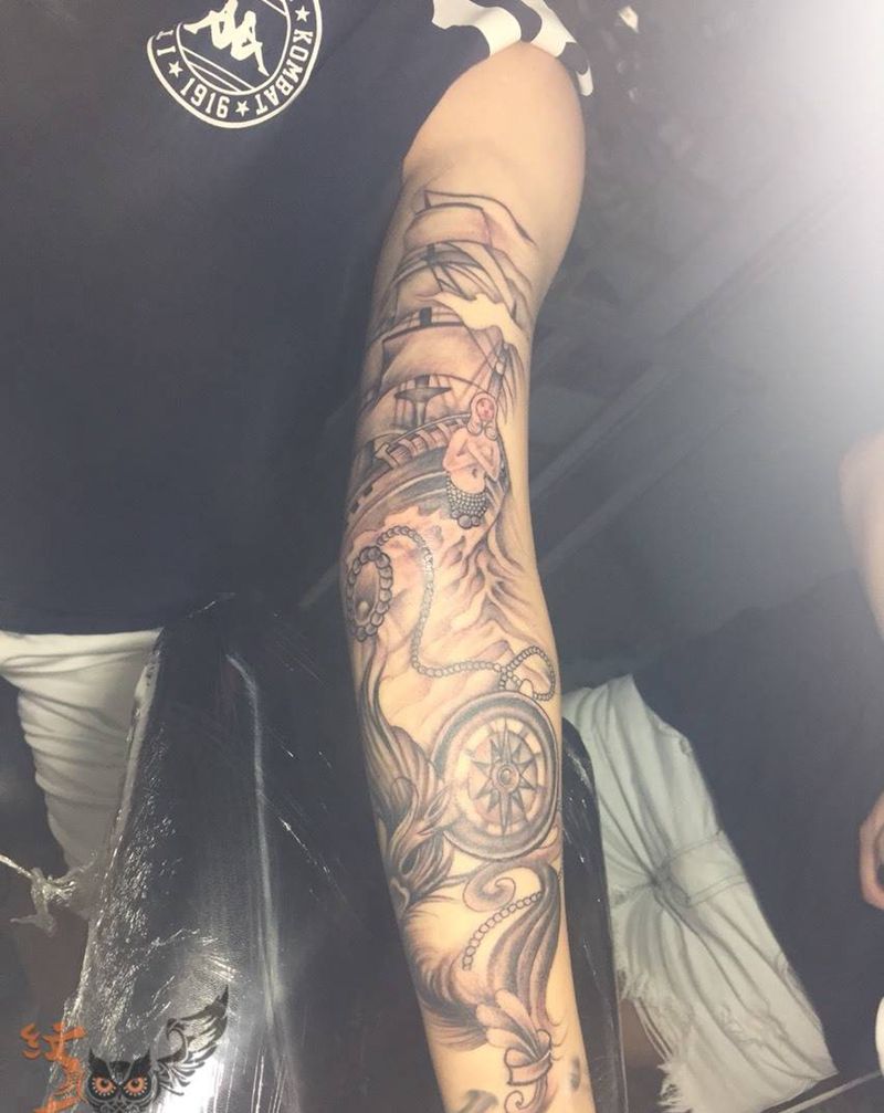 手绘，纹身图片_成品手臂欧美原创纹身图案