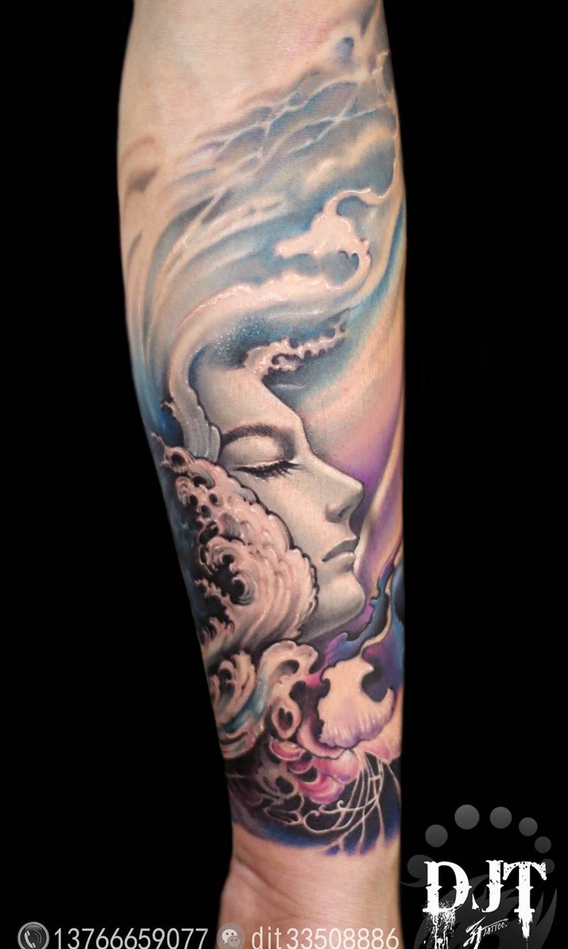 小臂彩色作品by阿开纹身图片