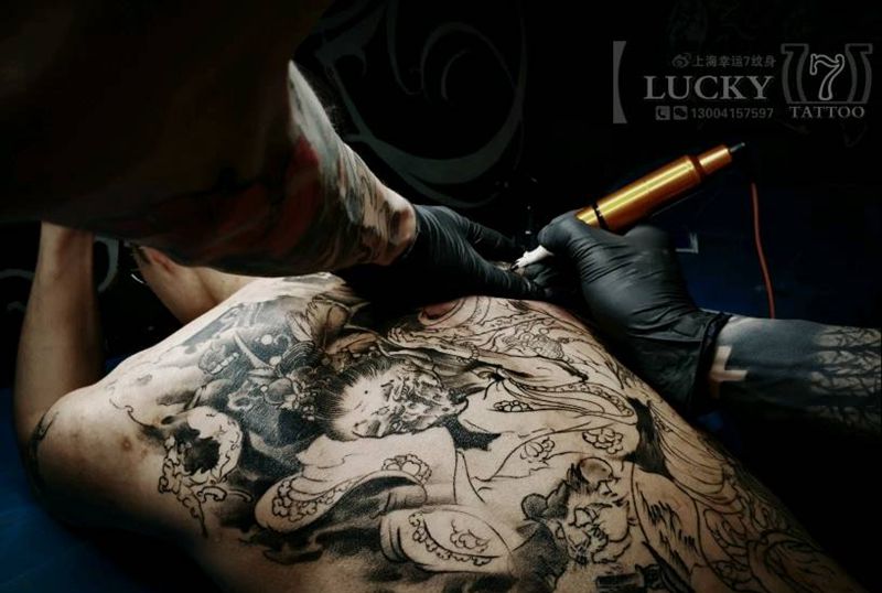 传统大背|幸运7纹身纹身图片_背部传统鬼神未完成纹身图案