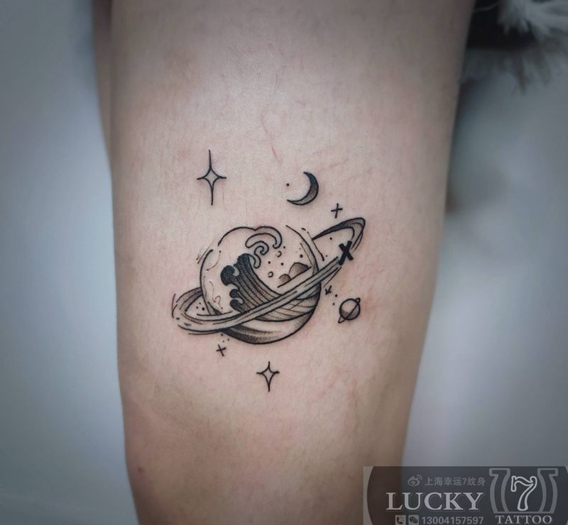 小星球|幸运7纹身纹身图片_大腿清新纹身图案