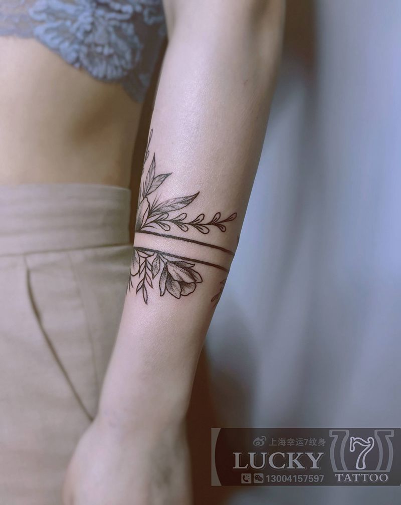 素花臂环|幸运7纹身纹身图片_手臂纹身图案