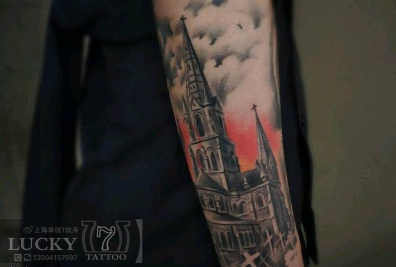 欧美花臂（未完成）纹身图片_手臂欧美写实未完成纹身图案