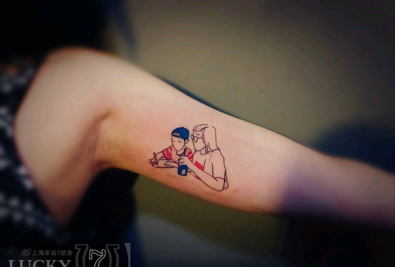 照片简笔|幸运7纹身纹身图片_清新人物图腾成品纹身图案