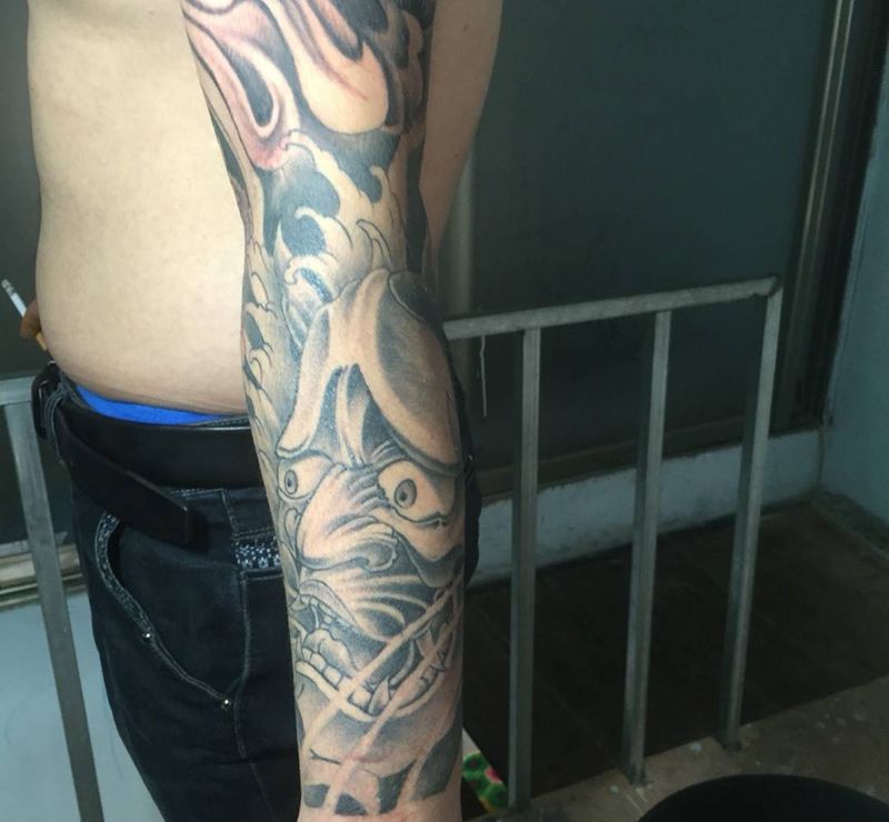 花臂纹身图片_成品手臂欧美人物纹身图案