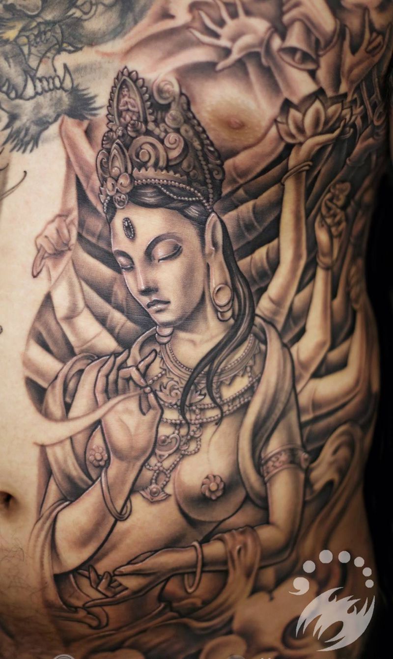 传统观音by阿开纹身图片