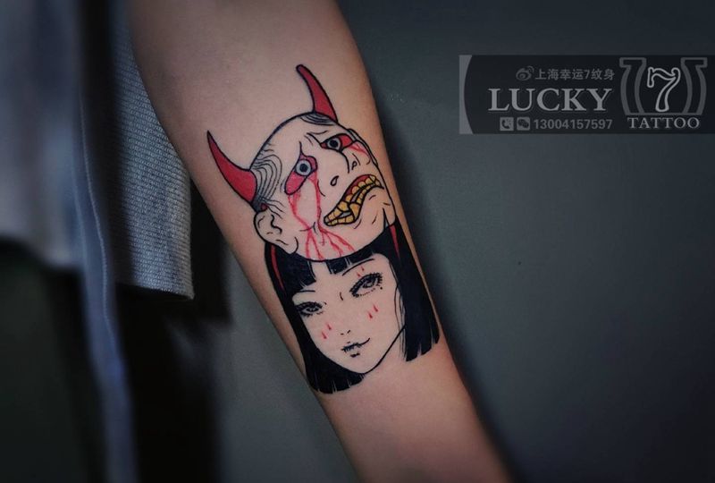 川上富江|幸运7纹身纹身图片_手臂纹身图案
