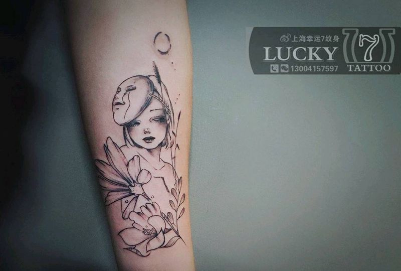 小清新|幸运7纹身纹身图片_点刺清新纹身图案