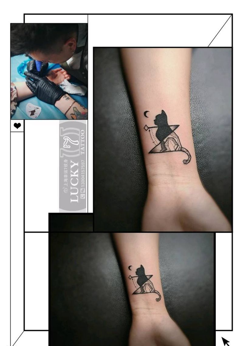 小猫|幸运7纹身纹身图片_图腾手腕纹身图案