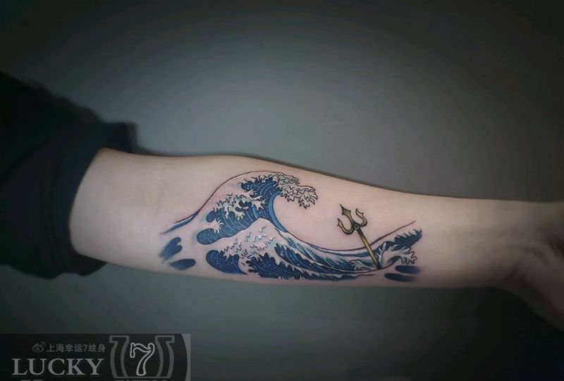 浮世绘|浪花|幸运7纹身纹身图片_手臂纹身图案