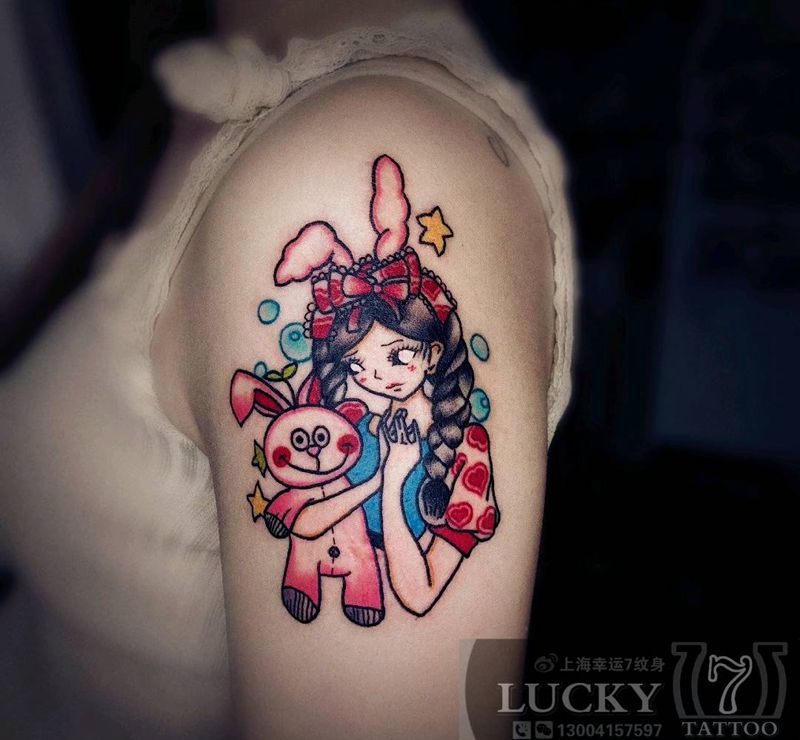 卡通|幸运7纹身纹身图片_手臂New School卡通纹身图案