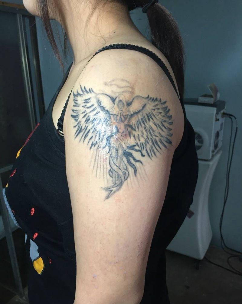 遮盖完成纹身图片_成品手臂欧美人物纹身图案