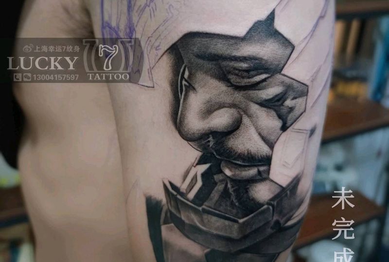 钢铁侠（未完成）|幸运7纹身纹身图片_手臂欧美写实未完成纹身图案
