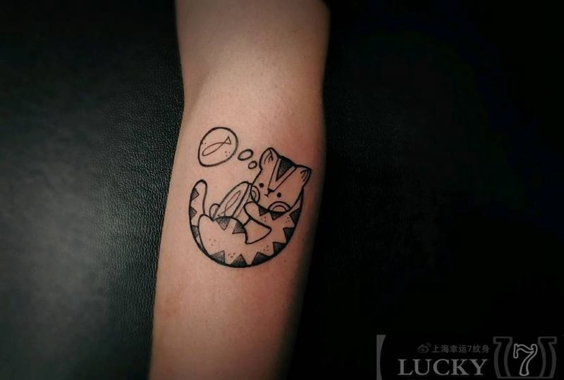 小猫猫|幸运7纹身纹身图片_手臂图腾小清新纹身图案