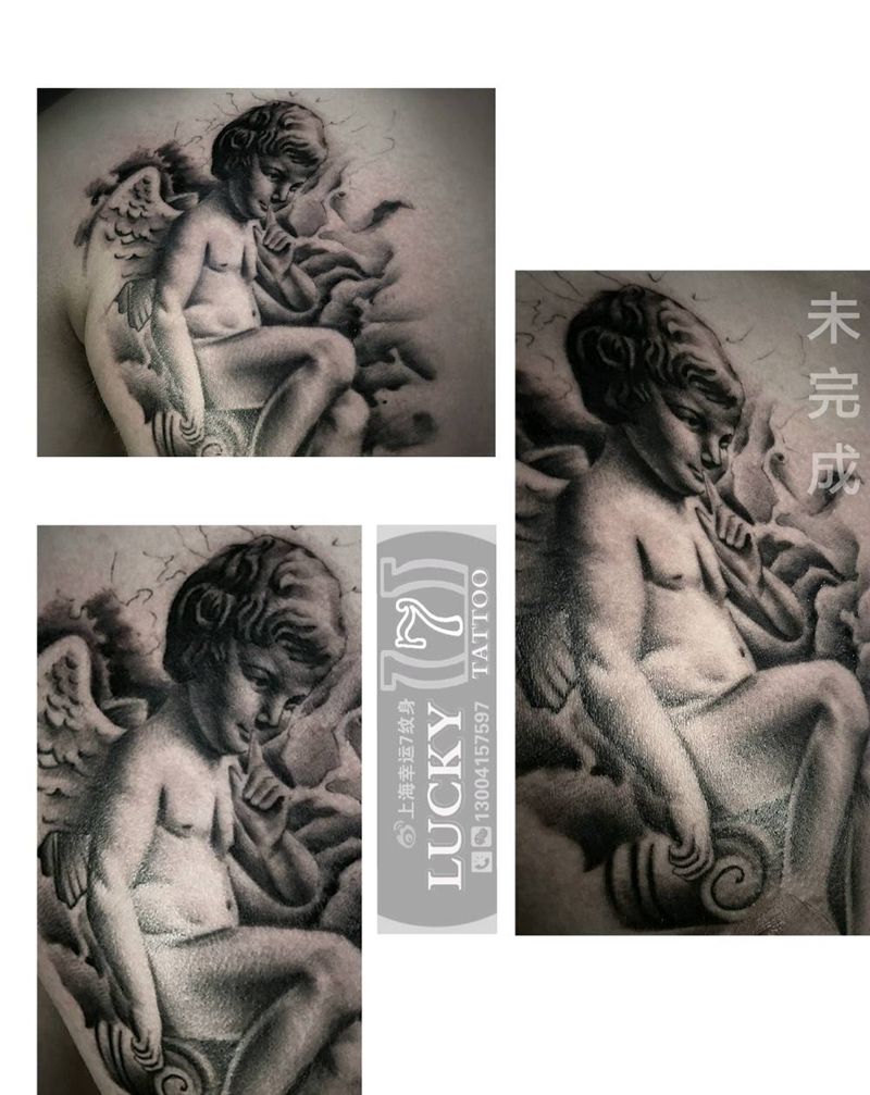 小天使|幸运7纹身纹身图片_胸部欧美写实纹身图案