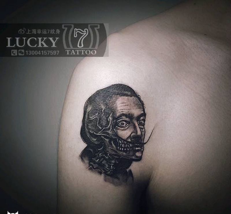 暗黑|小肖像|幸运7纹身纹身图片_肖像暗黑纹身图案