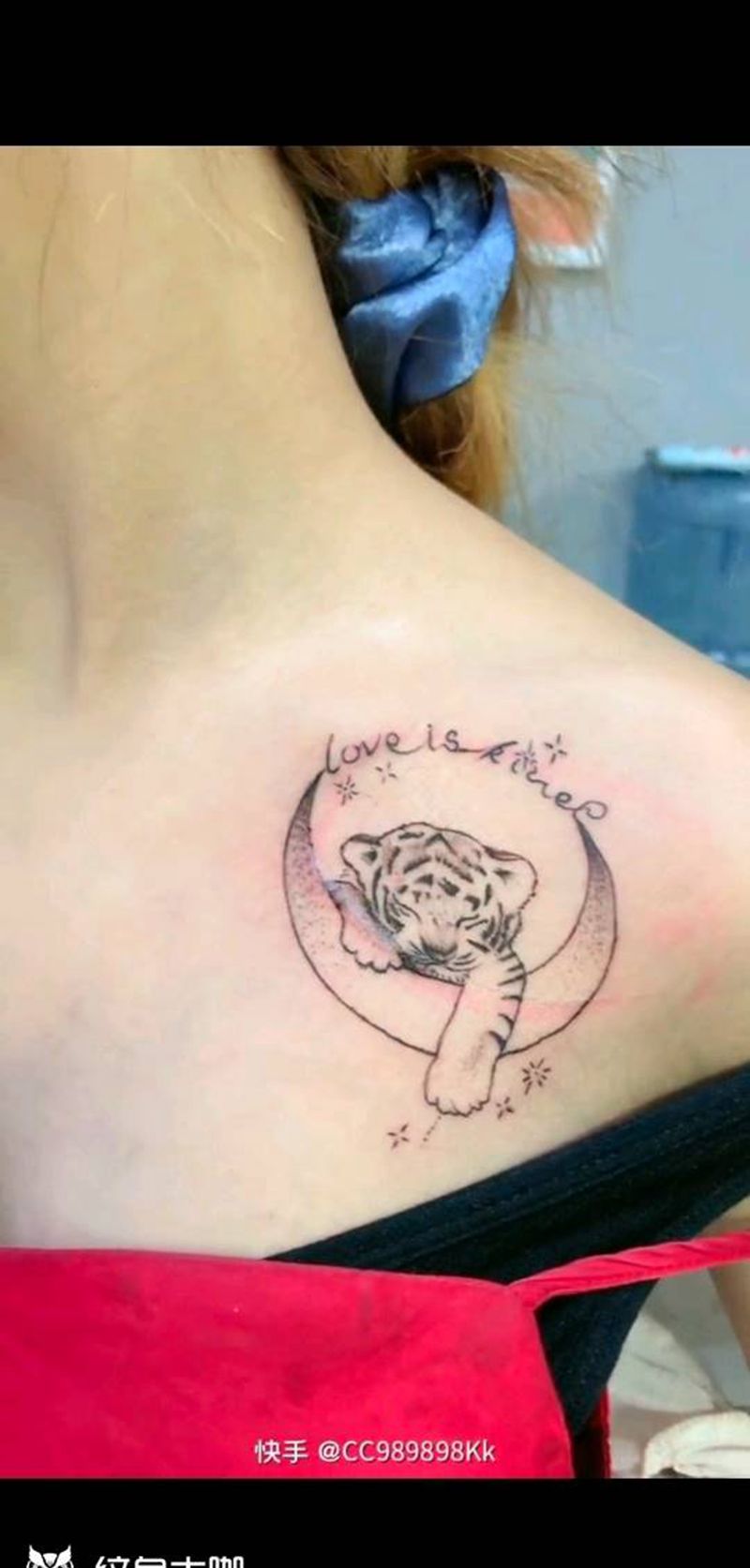小老虎纹身图片_胸部纹身图案