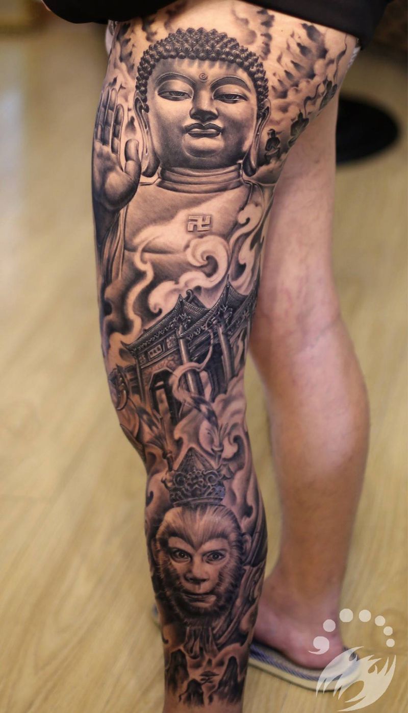 花腿作品by阿开.纹身图片