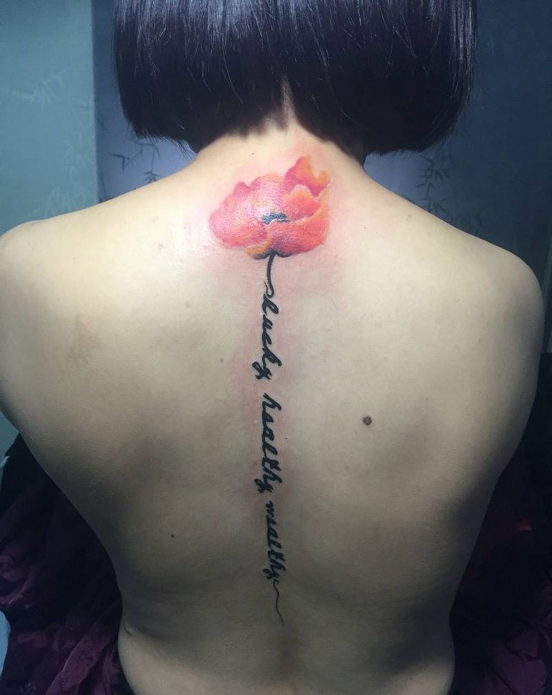 后背泼墨纹身纹身图片_成品背部传统字符纹身图案