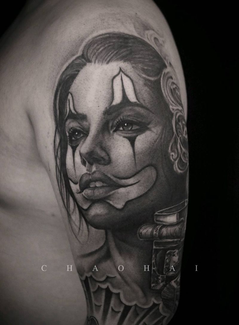 奇卡诺大妹子纹身图片_手臂欧美写实奇卡诺美女肖像纹身图案