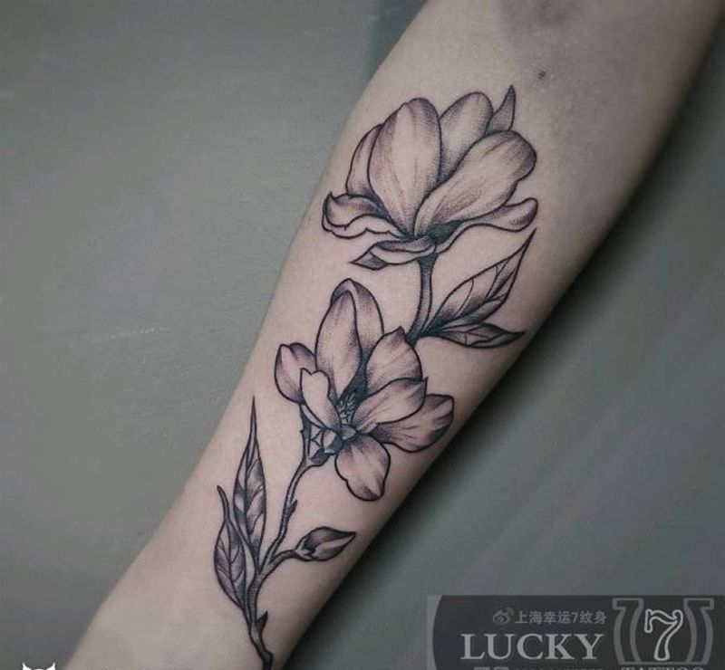 素花|幸运7纹身纹身图片_手臂清新纹身图案