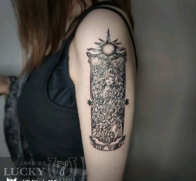 库洛牌|幸运7纹身纹身图片_手臂点刺插画纹身图案