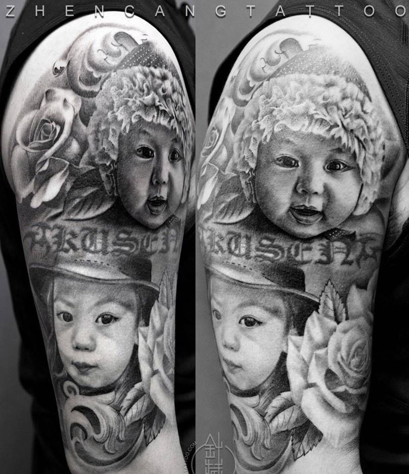 记录你成长的点滴 | 针藏刺青邵钢纹身作品纹身图片_成品手臂肖像针藏刺青邵钢纹身图案