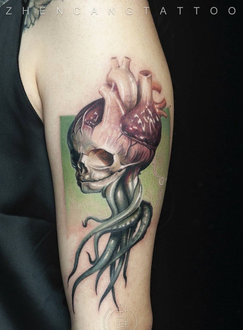 生命之心 | 邵钢 作品纹身图片_成品手臂写实原创邵钢针藏刺青纹身图案
