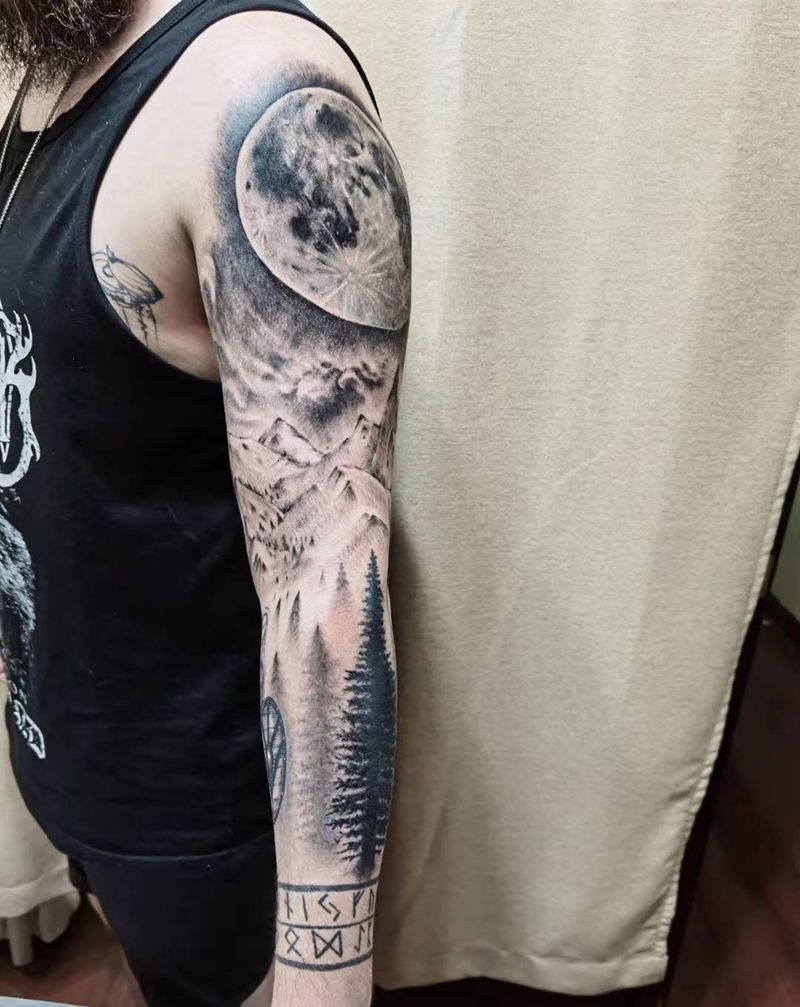 花臂纹身图片_手臂欧美写实纹身图案