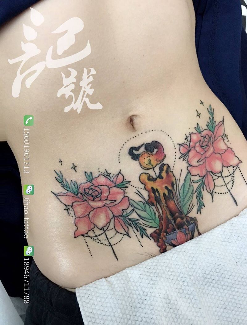 剖腹产疤痕遮盖纹身图片