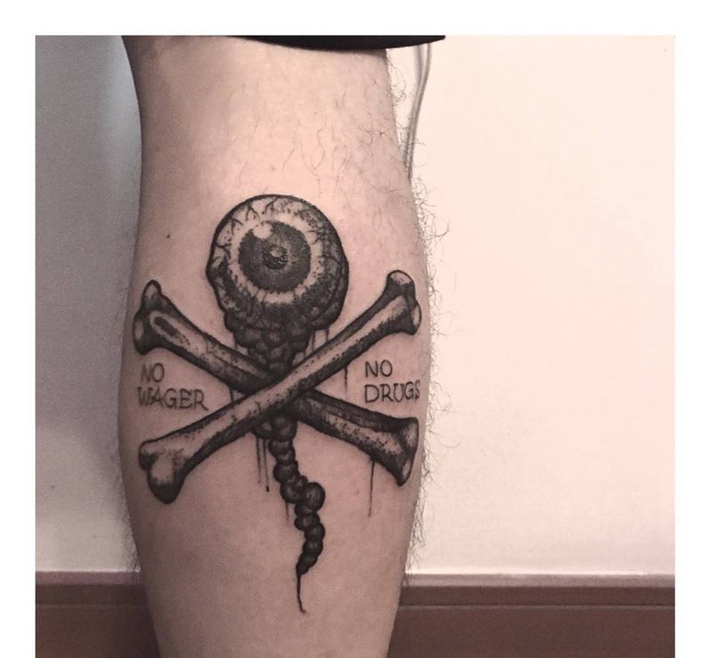 眼睛骨头纹身图片_成品脚部欧美纹身图案