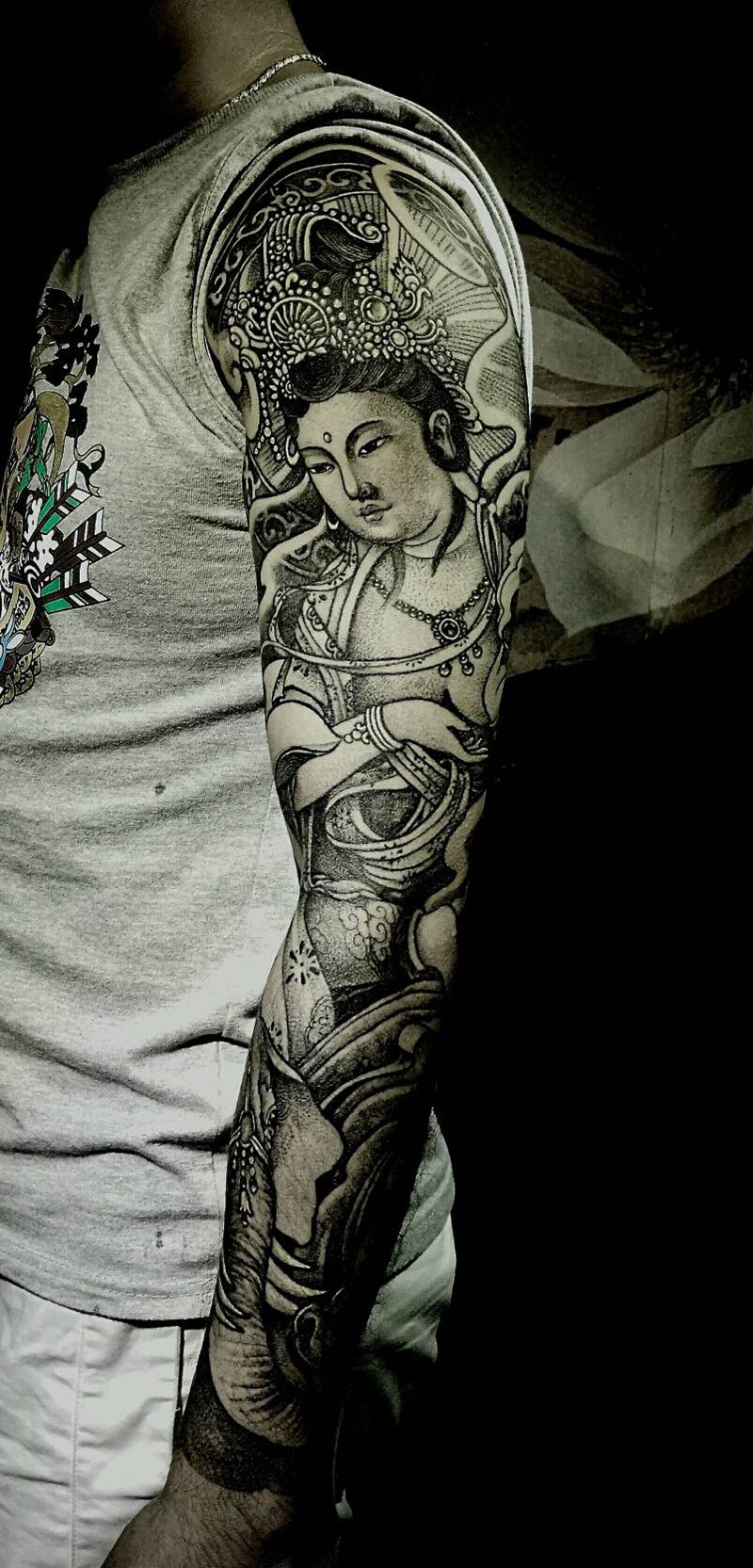 普贤菩萨纹身图片_手臂传统国画宗教中国风纹身图案