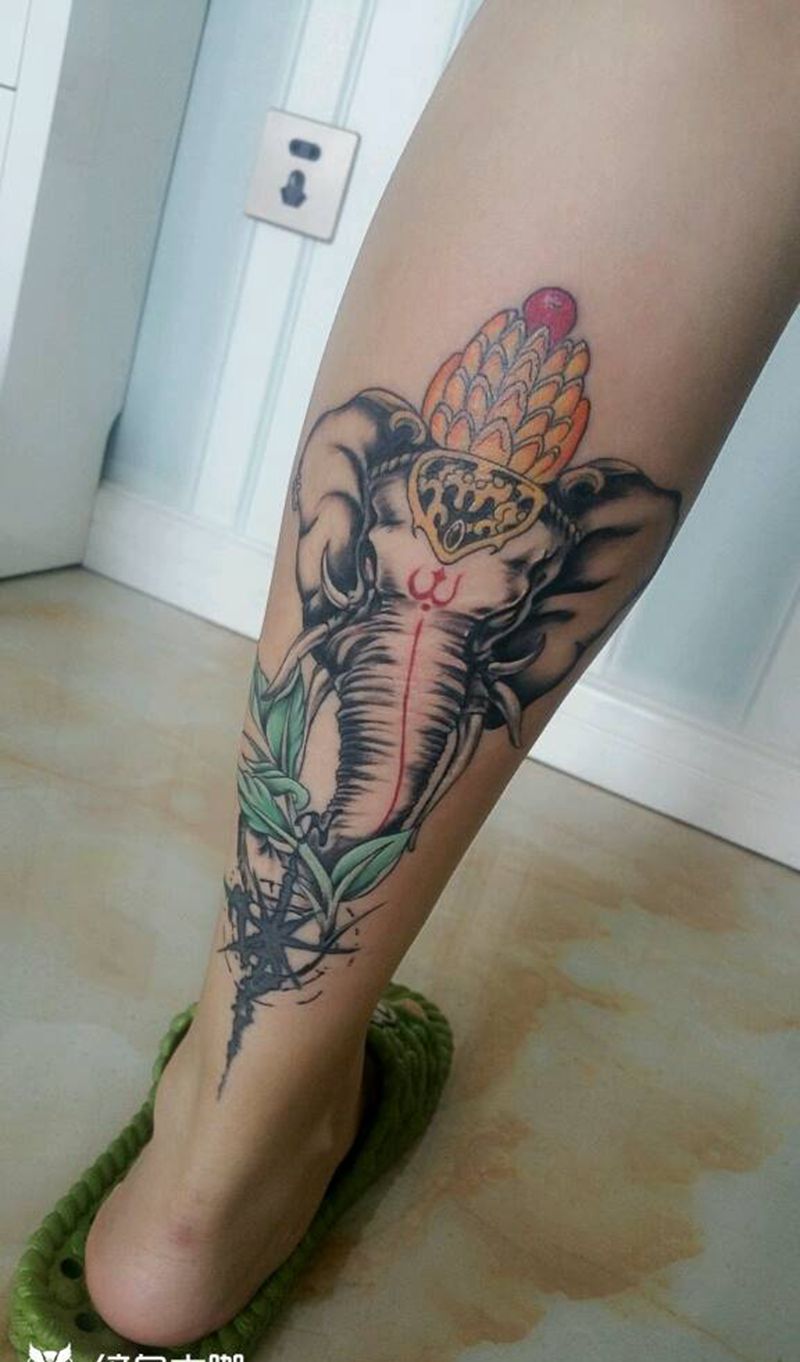 美女的六牙象神!/:,@-D/纹身图片