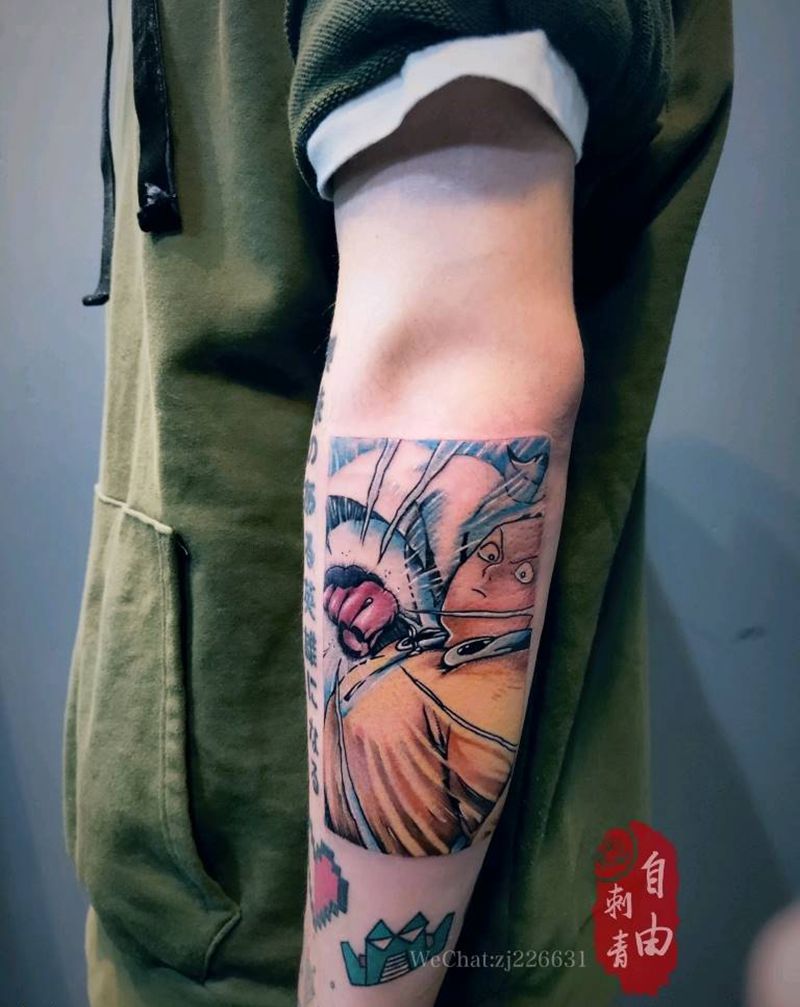 一拳超人纹身图片_手臂欧美写实New School卡通纹身图案